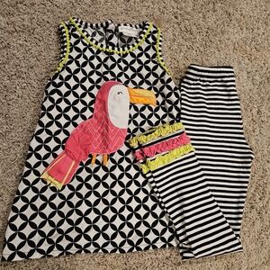 Emily Rose Girls Colorful Toucan Dress and Striped Leggings Set